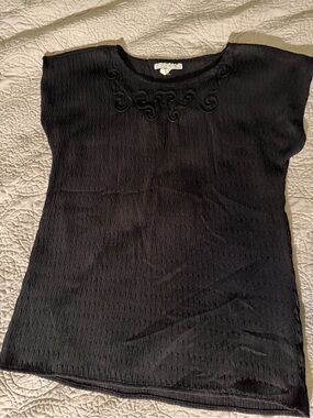 Jessica Michelle vintage black witchy top with embroidered black embellishment